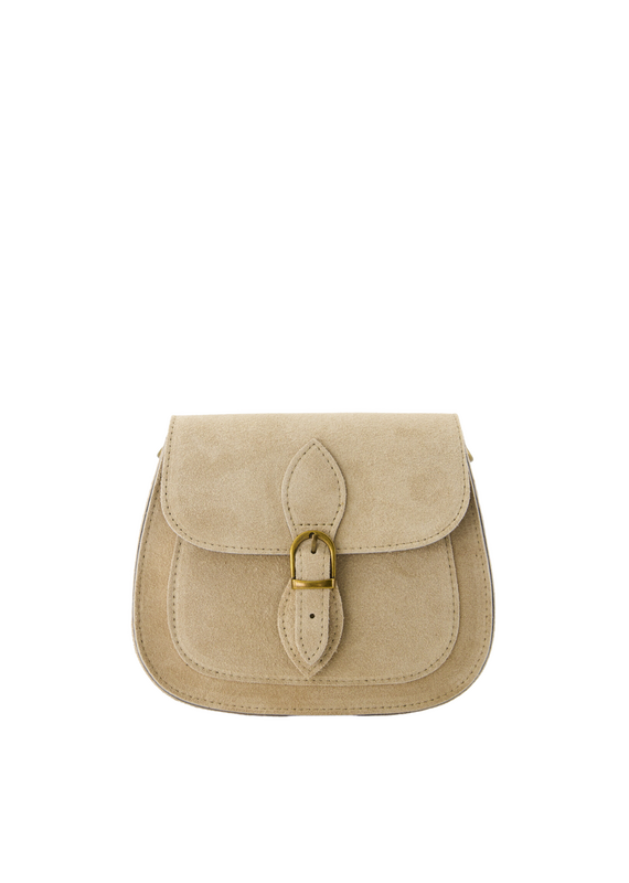 21Jewelz Halfronde suede tas met gesp - suede beige