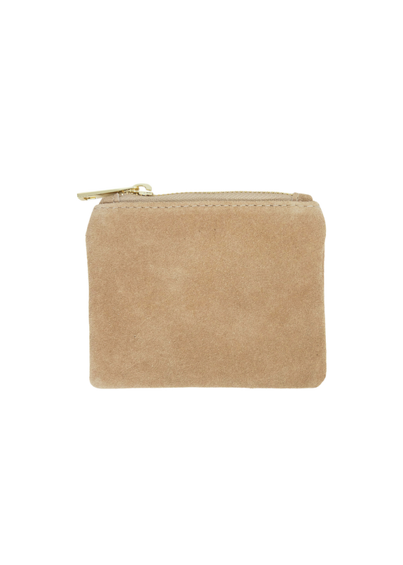 21Jewelz Suede beursje met gouden rits - donker beige