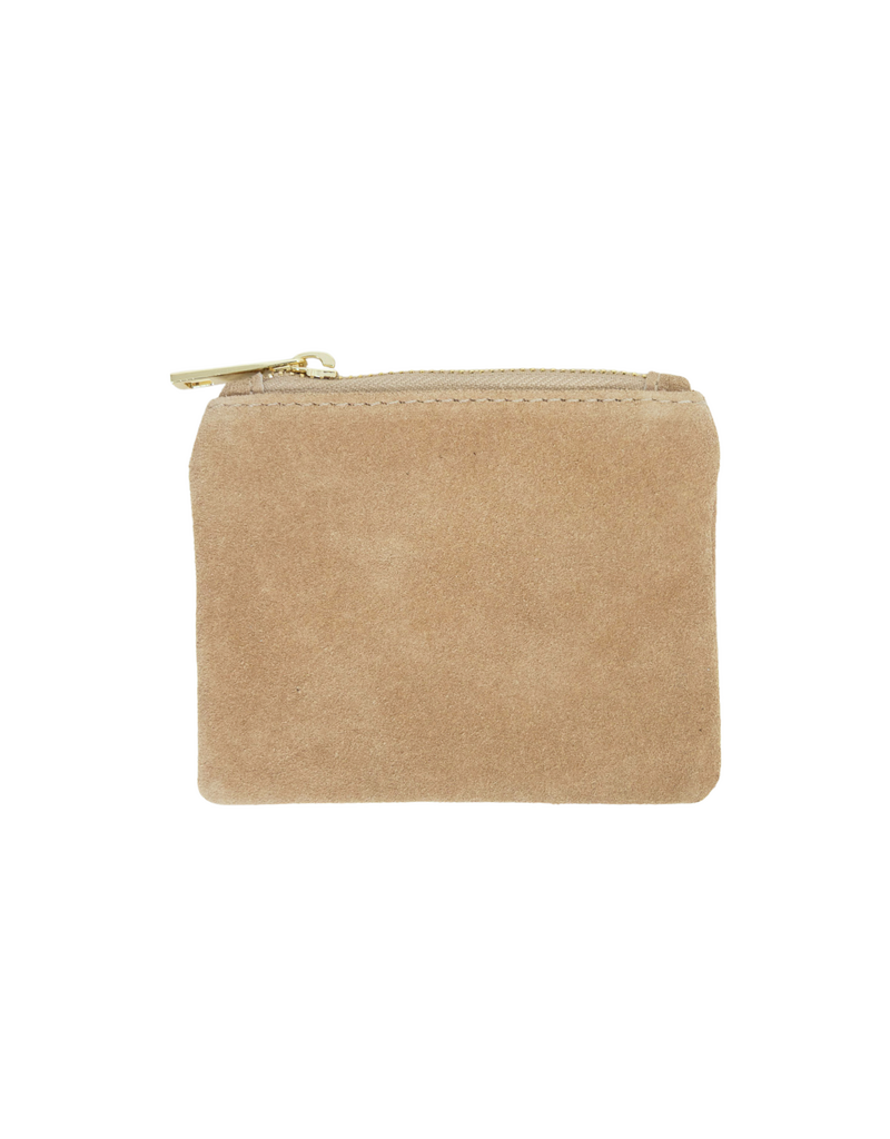 21Jewelz Suede beursje met gouden rits - donker beige