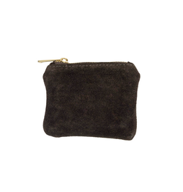 21Jewelz Suede beursje met gouden rits - donkerbruin