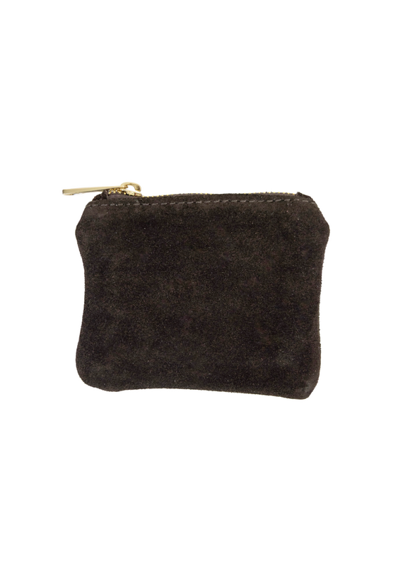21Jewelz Suede beursje met gouden rits - donkerbruin
