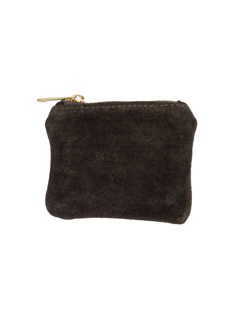 21Jewelz Suede beursje met gouden rits - donkerbruin
