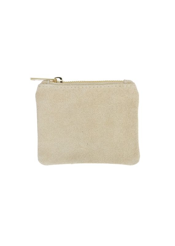 21Jewelz Suede beursje met gouden rits - licht beige