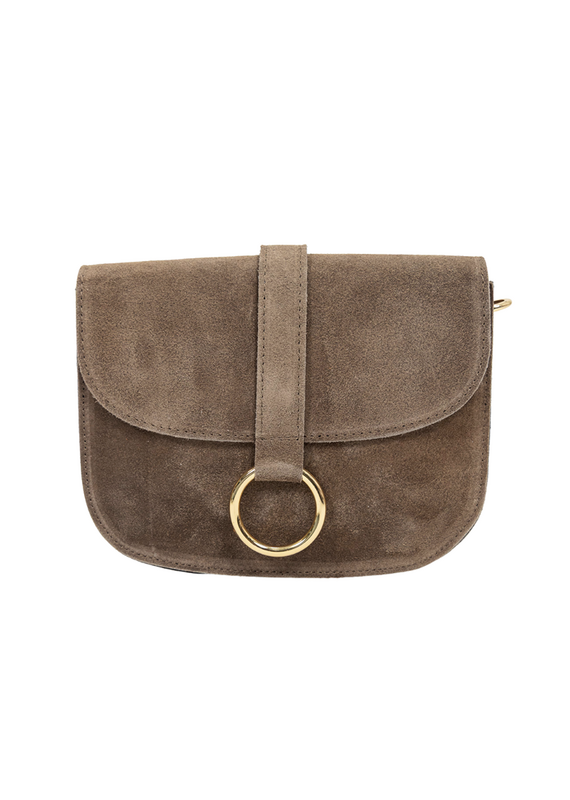 21Jewelz Basic tas met gouden ring - suede taupe