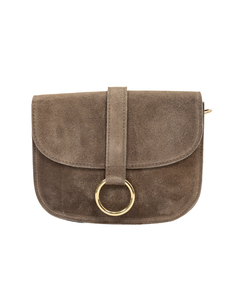 21Jewelz Basic tas met gouden ring - suede taupe