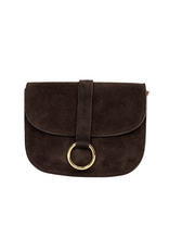 21Jewelz Basic tas met gouden ring - suede donkerbruin
