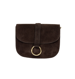 21Jewelz Basic tas met gouden ring - suede donkerbruin