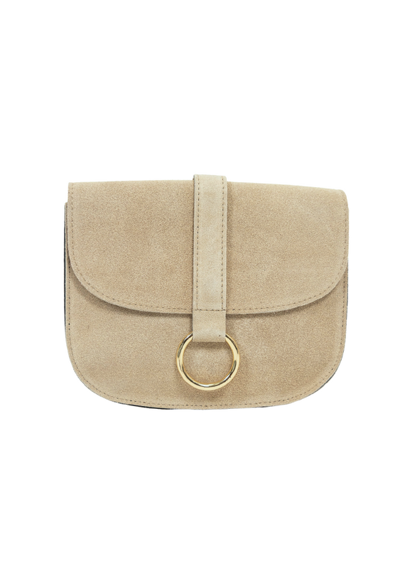 21Jewelz Basic tas met gouden ring - suede beige