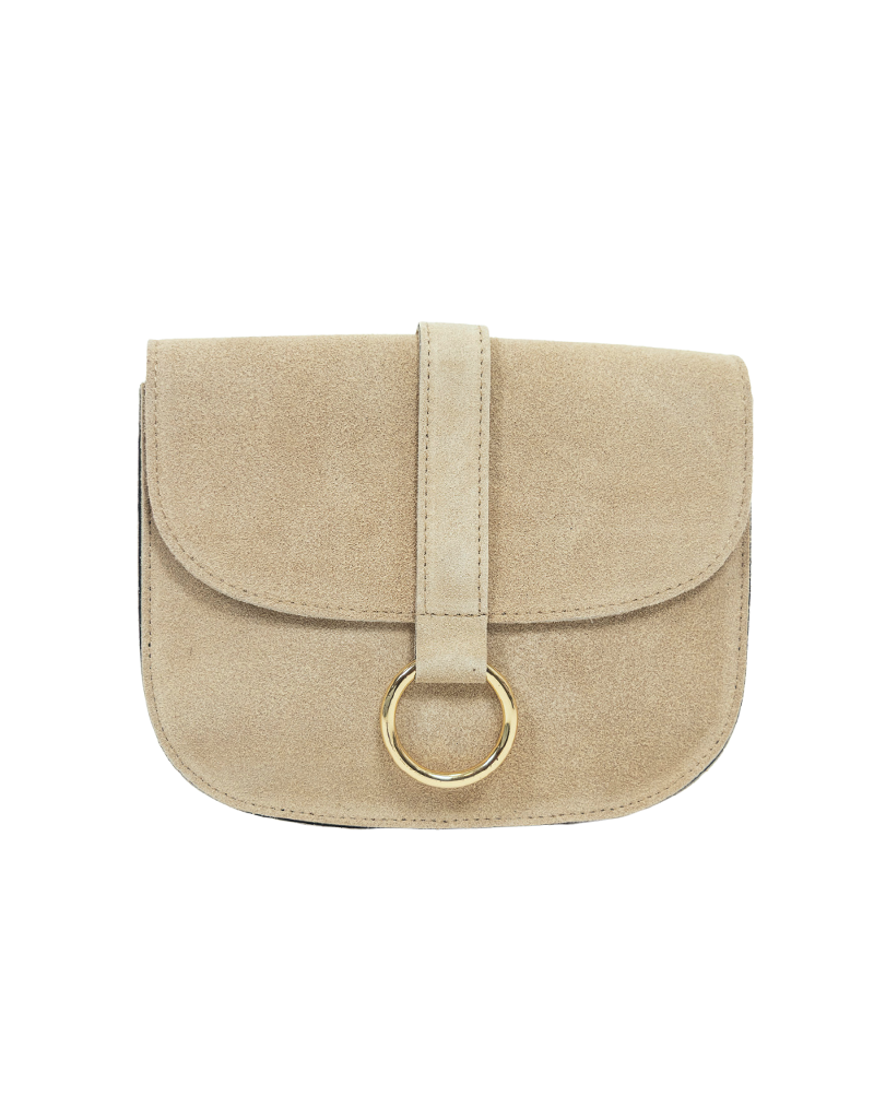 21Jewelz Basic tas met gouden ring - suede beige