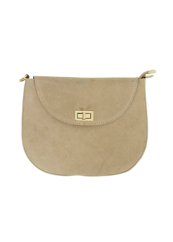 21Jewelz Middel grote tas met gouden sluiting - suede beige