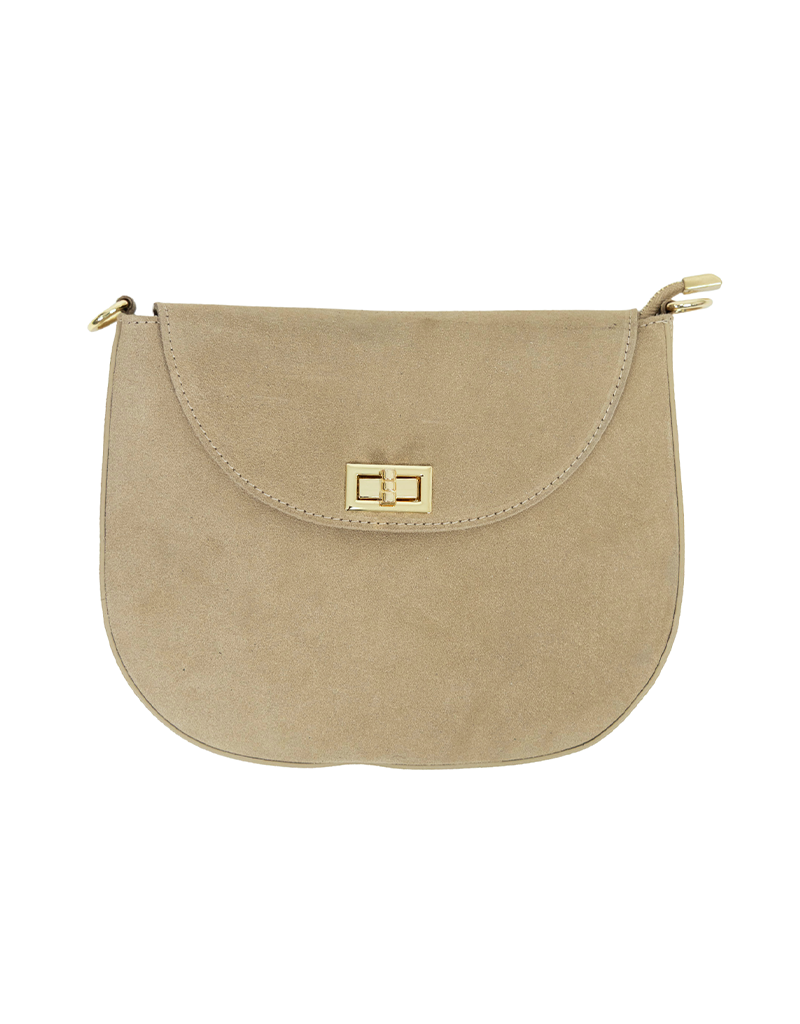 21Jewelz Middel grote tas met gouden sluiting - suede beige