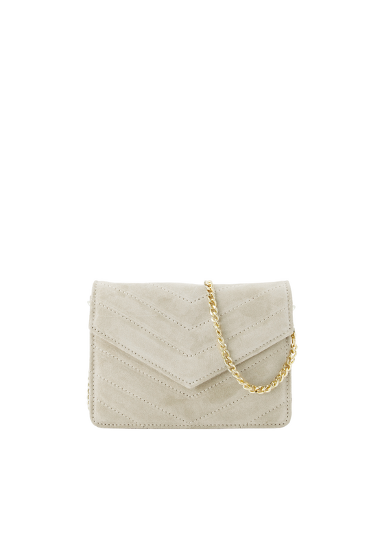 21Jewelz Tasje met gestikt patroon - suede ecru