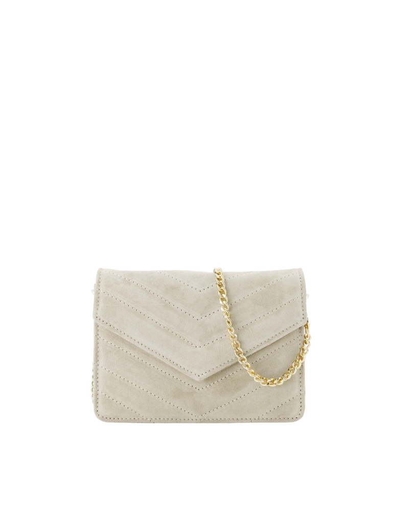 21Jewelz Tasje met gestikt patroon - suede ecru