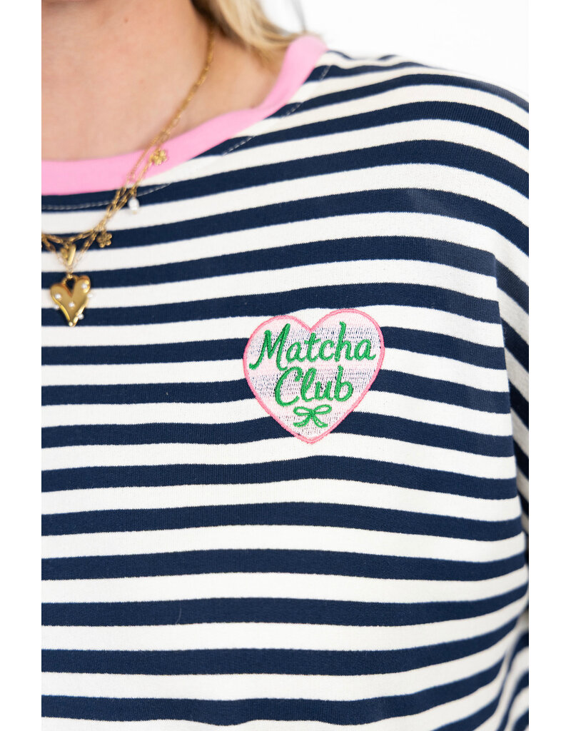 21Jewelz Gestreept matcha club t-shirt - blauw/wit