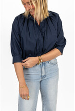 21Jewelz Effen blouse met driekwart pofmouw - donkerblauw