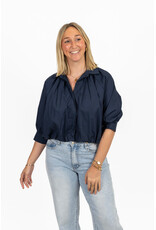 21Jewelz Effen blouse met driekwart pofmouw - donkerblauw