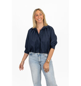 21Jewelz Effen blouse met driekwart pofmouw - donkerblauw
