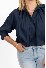 21Jewelz Effen blouse met driekwart pofmouw - donkerblauw