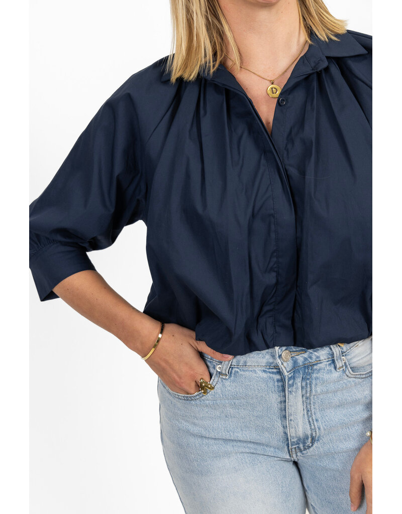 21Jewelz Effen blouse met driekwart pofmouw - donkerblauw