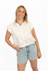 21Jewelz Cropped blouse met geplooid mouwtje - ecru