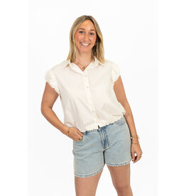 21Jewelz Cropped blouse met geplooid mouwtje - ecru