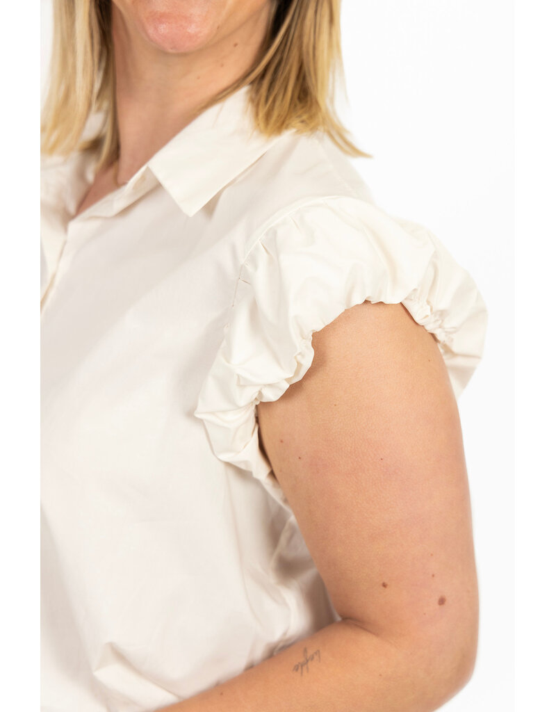 21Jewelz Cropped blouse met geplooid mouwtje - ecru