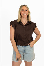 21Jewelz Cropped blouse met geplooid mouwtje - bruin