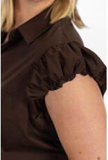 21Jewelz Cropped blouse met geplooid mouwtje - bruin