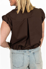 21Jewelz Cropped blouse met geplooid mouwtje - bruin