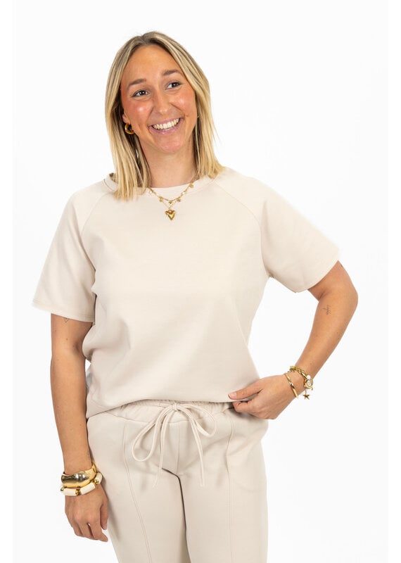 21Jewelz Korte mouwen sweater - lichtbeige