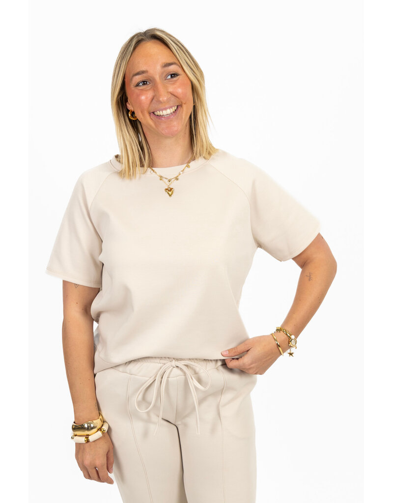 21Jewelz Korte mouwen sweater - lichtbeige