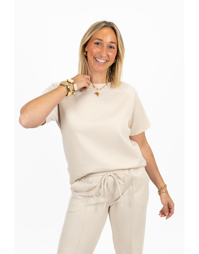 21Jewelz Korte mouwen sweater - lichtbeige