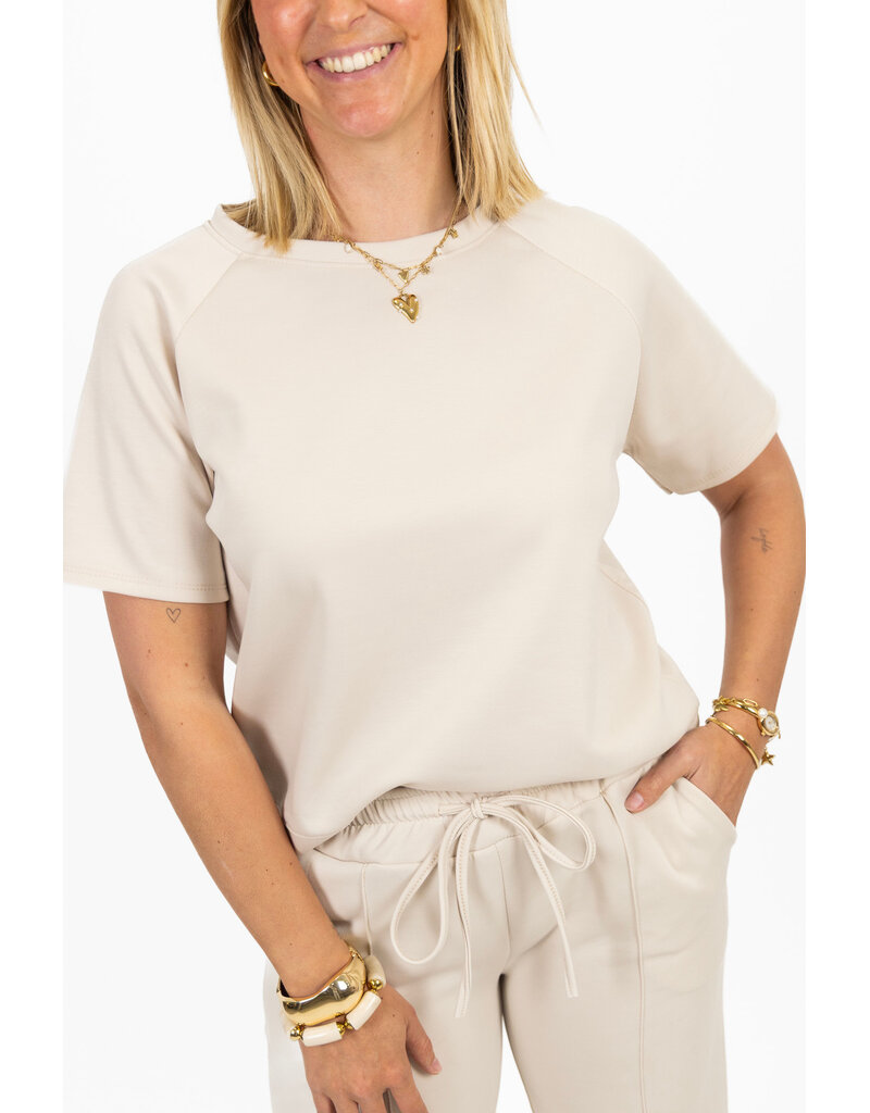 21Jewelz Korte mouwen sweater - lichtbeige