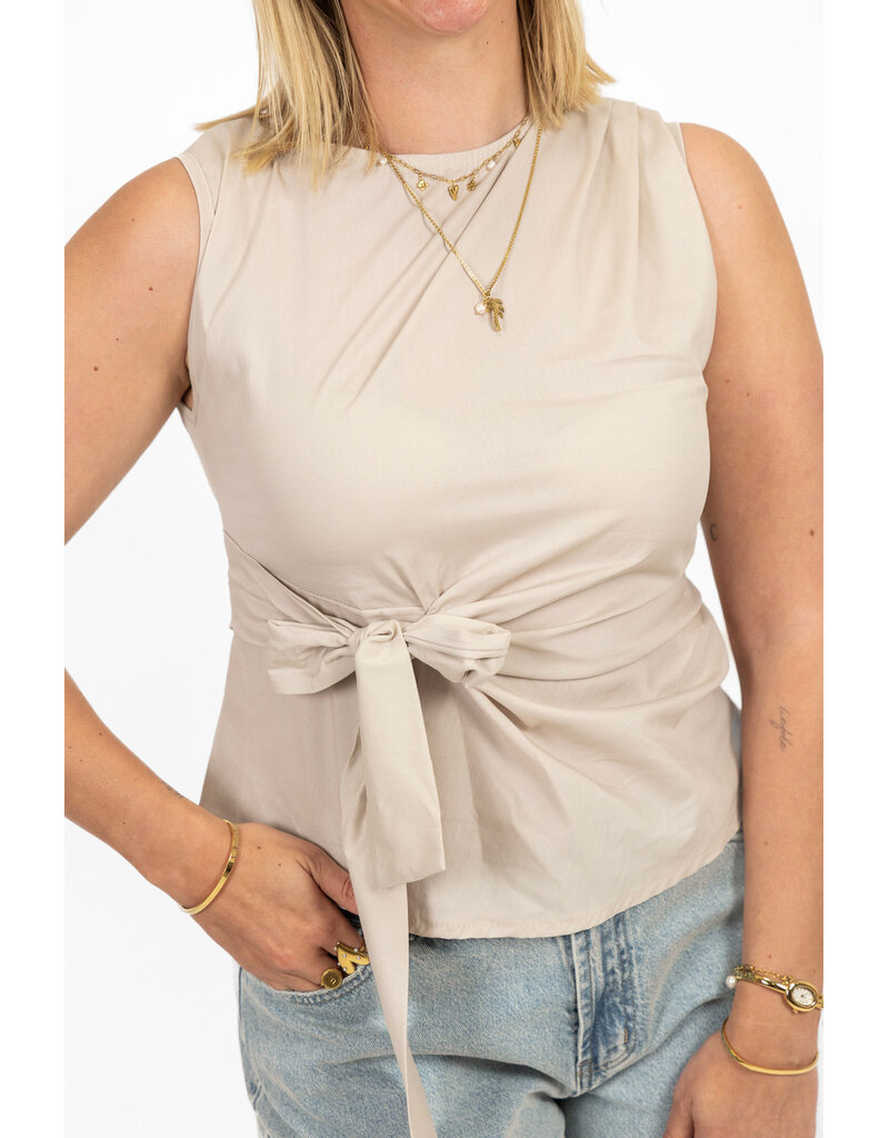 21Jewelz Mouwloze top met strik - beige