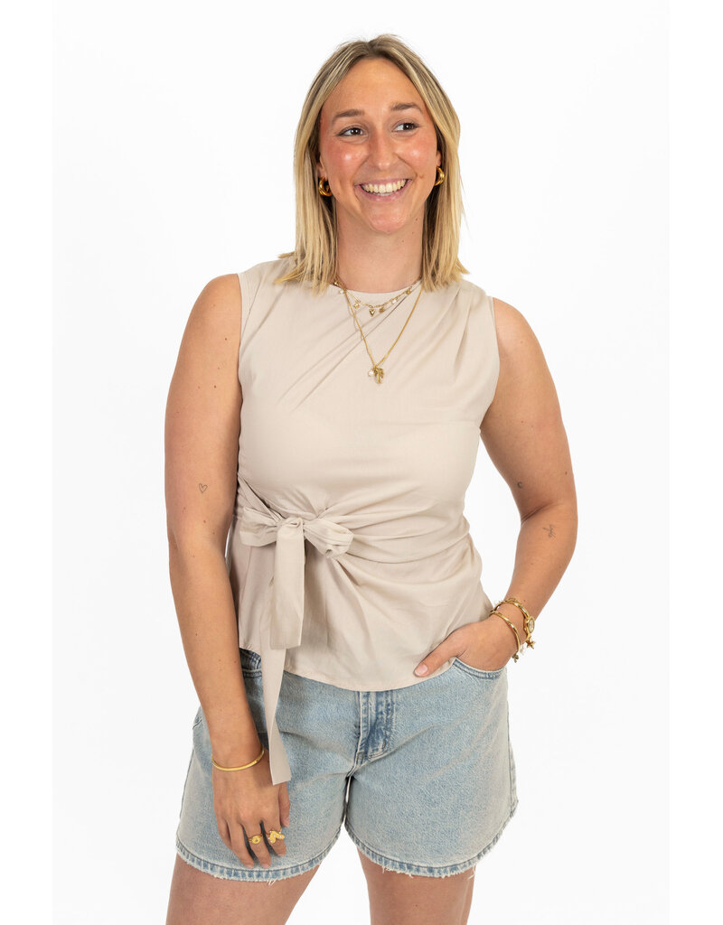 21Jewelz Mouwloze top met strik - beige
