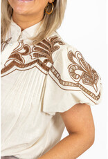 21Jewelz Blouse met korte mouwen en bruin borduursel