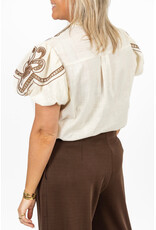 21Jewelz Blouse met korte mouwen en bruin borduursel