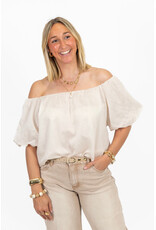 21Jewelz Off shoulder pofmouw top - lichtbeige