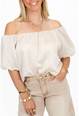 21Jewelz Off shoulder pofmouw top - lichtbeige