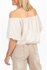 21Jewelz Off shoulder pofmouw top - lichtbeige