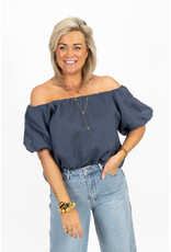 21Jewelz Off shoulder pofmouw top - blauw