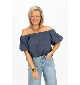 21Jewelz Off shoulder pofmouw top - blauw