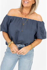21Jewelz Off shoulder pofmouw top - blauw