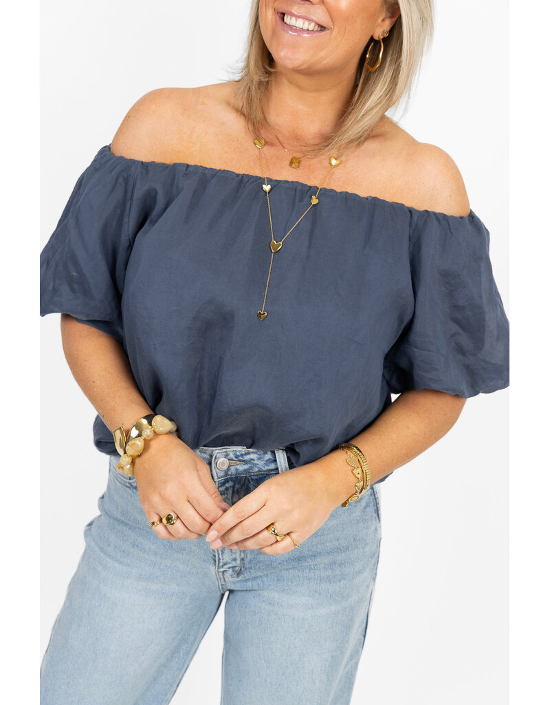21Jewelz Off shoulder pofmouw top - blauw