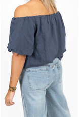 21Jewelz Off shoulder pofmouw top - blauw