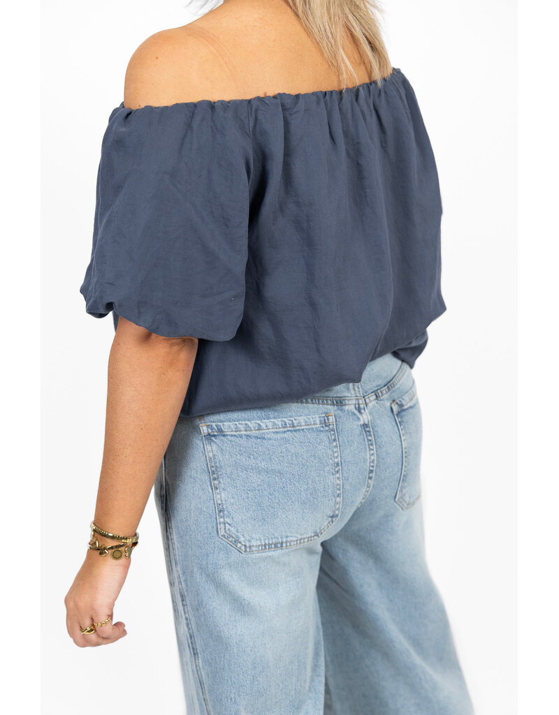 21Jewelz Off shoulder pofmouw top - blauw