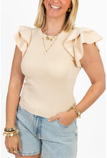 21Jewelz Top met ruffle mouwtjes - beige