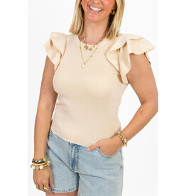 21Jewelz Top met ruffle mouwtjes - beige