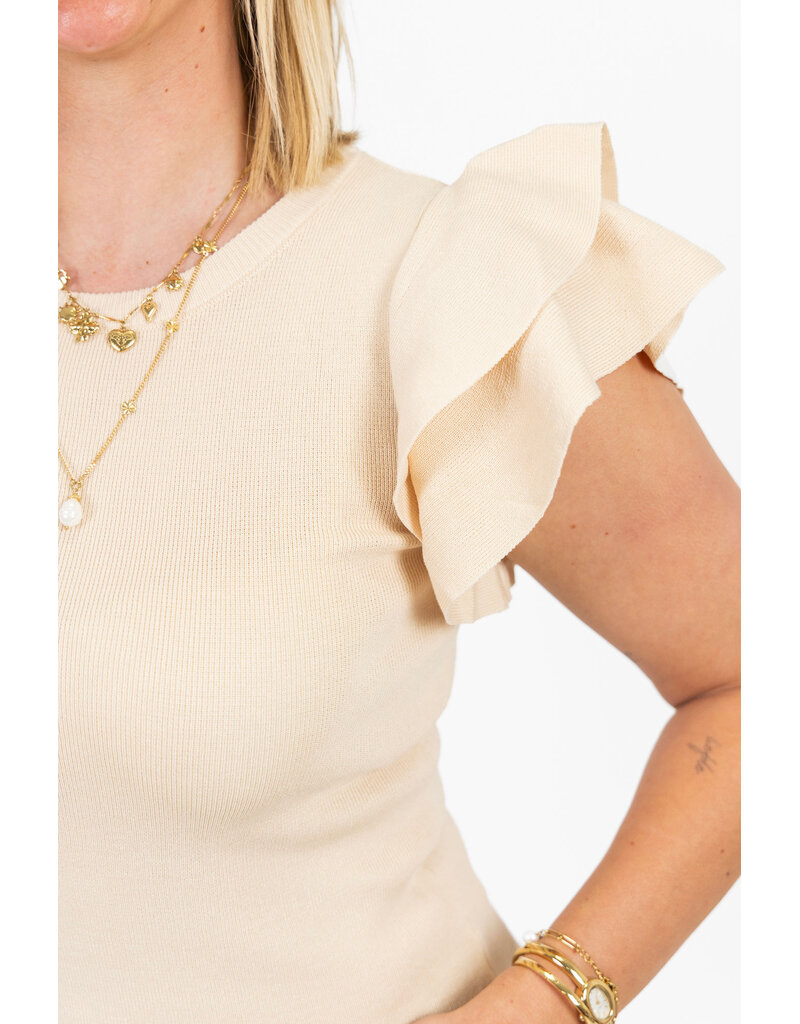 21Jewelz Top met ruffle mouwtjes - beige