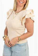 21Jewelz Top met ruffle mouwtjes - beige